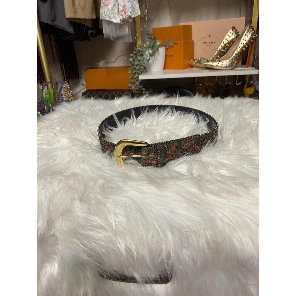 Vintage 1990s Tapestry Floral Belt -Absolutely Fresh (Brand) -Green/Rose/Tan 33”